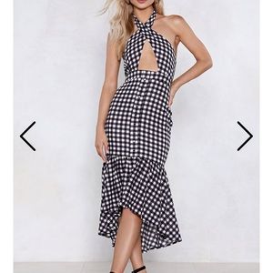 Nasty Gal Gingham Halter Dress size US 6 NWT
